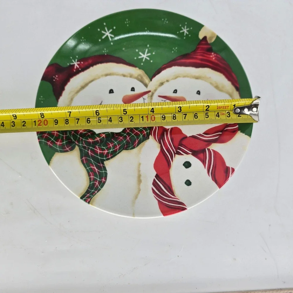 Set of 3 Vintage Snowman Christmas Salad Dessert Plates Holiday Table Decor